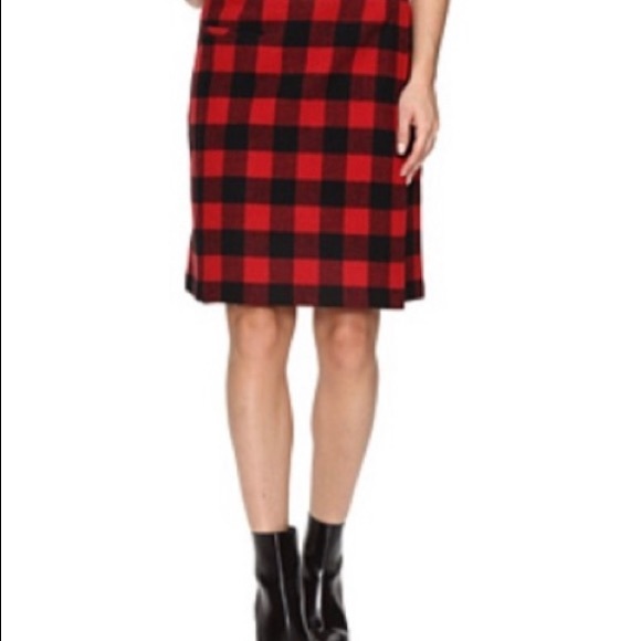 Pendleton Aurora Wrap Skirt Black Red Buffalo Plaid Size 12 - Picture 7 of 7